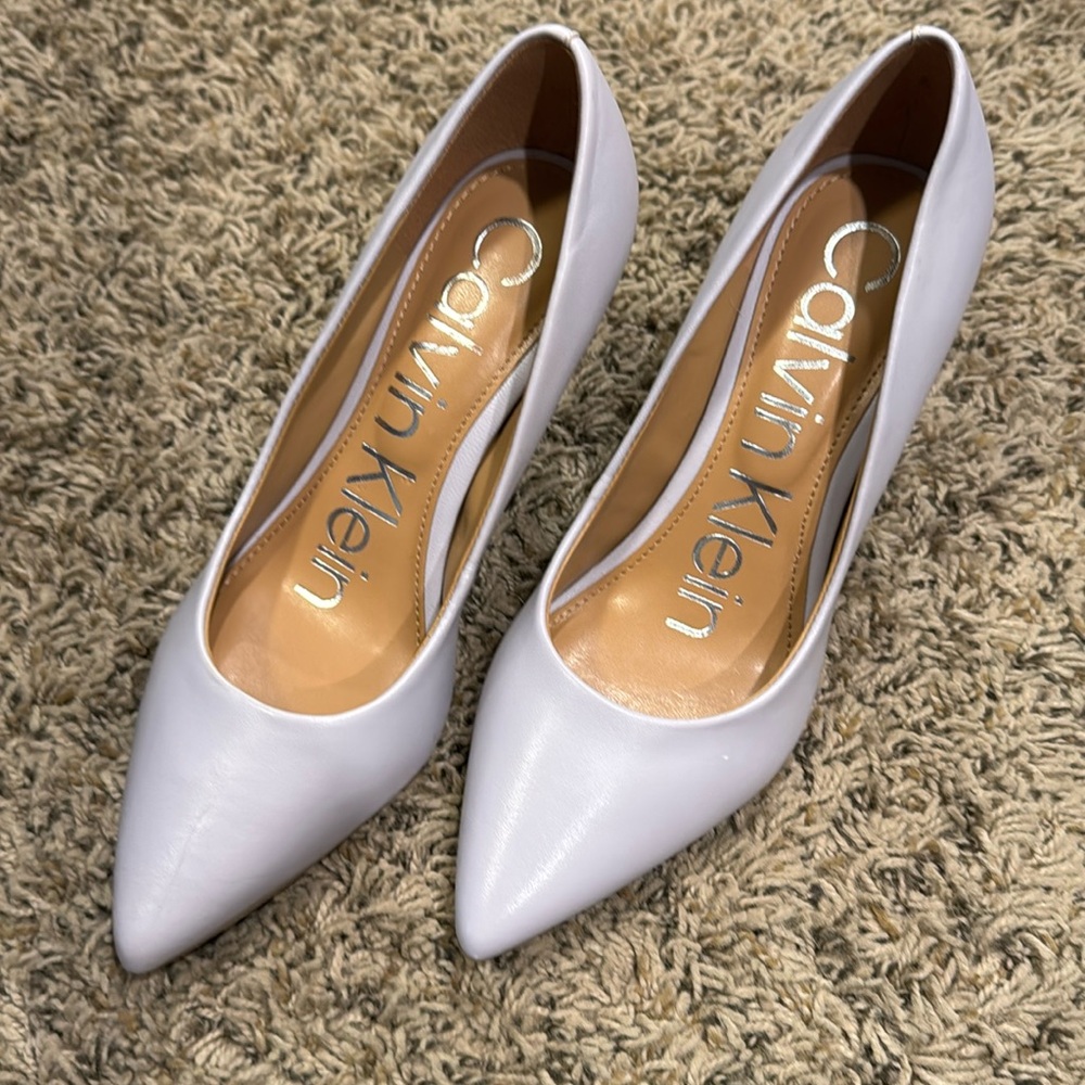 Calvin Klein Lilac Pointed-Toe Leather Heels
